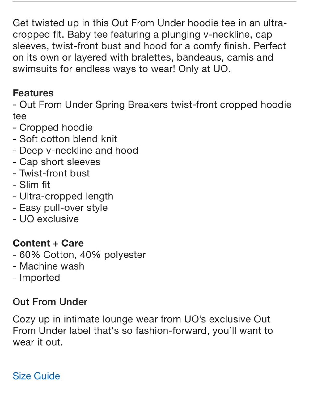 Urban Outfitters White Hooded Twist-Front Crop Top - Picture 5 of 5